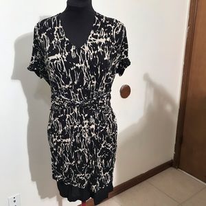Kenneth Cole jersey wrap dress black khaki size M